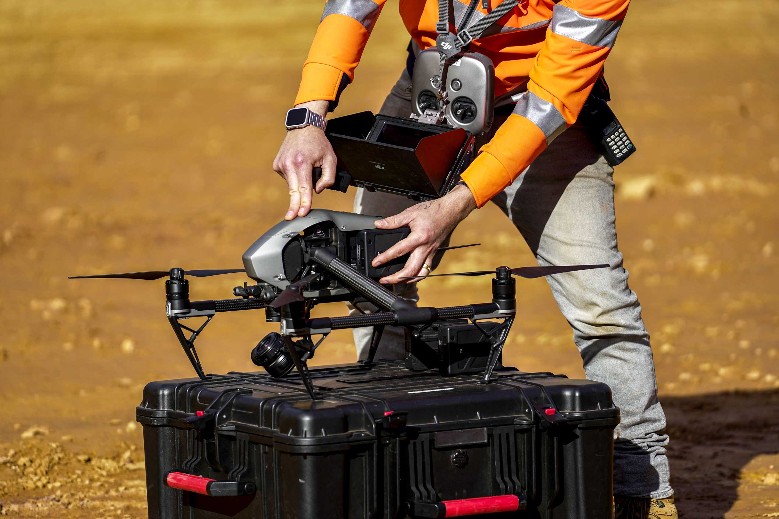 birds eye media preparing a drone